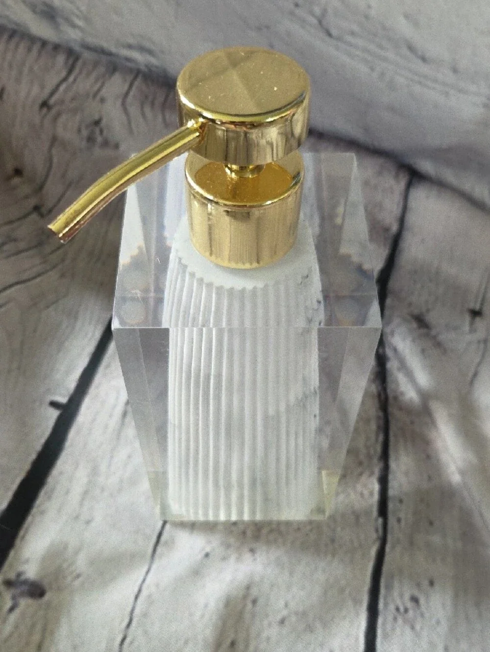 Acrylic Clear Soap Dispenser with Gold Pump - White Interior